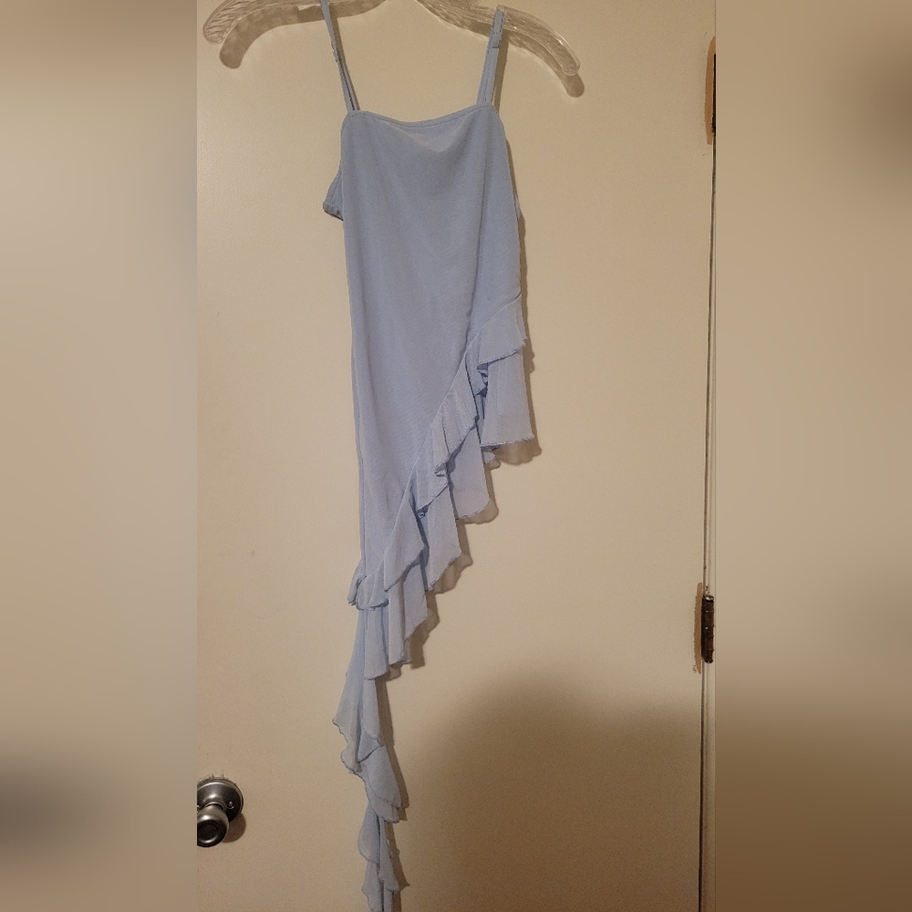 Elegant Vintage Blue Asymmetrical Top
